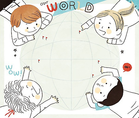 PSD 여자 남자 별 어린이 엎드리기 일러스트 여러명 글로벌 깃발 다인종 지구모양 국내일러스트 자연요소 모양 지구 다수 모션 사람 인종 파일형식