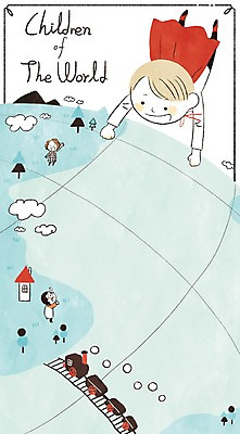 PSD 나무 구름 여자 남자 어린이 일러스트 산 세명 글로벌 기찻길 기차 비행 망토 다인종 지구모양 국내일러스트 자연요소 모양 식물 지구 육상교통 대중교통 사람 인종 파일형식