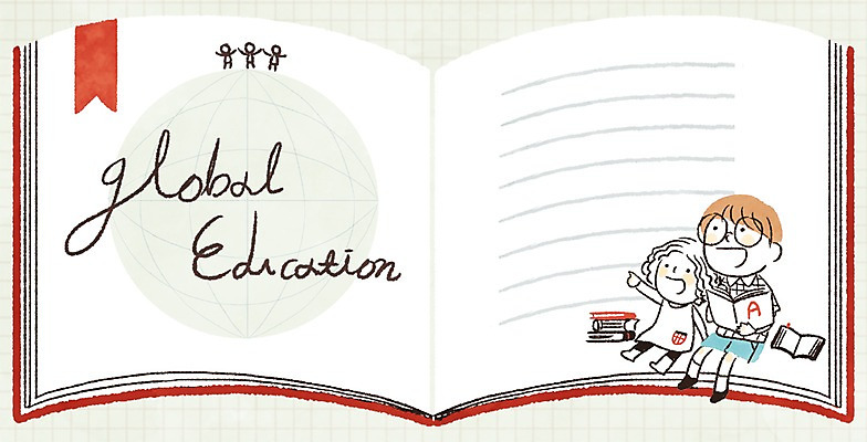 PSD 여자 교육 남자 어린이 일러스트 프레임 두명 책 글로벌 독서 다인종 국내일러스트 사람 인종 파일형식