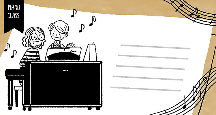 PSD 여자 남자 악기 음표 일러스트 성인 두명 건반 피아노 오선지 강습 문화생활 프레임일러스트 피아노레슨 국내일러스트 라이프스타일 기호 음악 프레임 사람 건반악기 악보 레슨 오선 파일형식