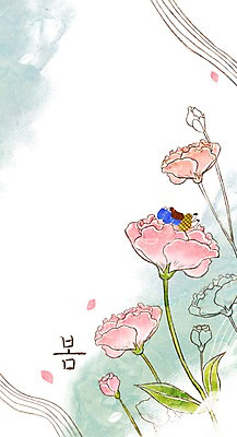 PSD 계절 여자 꽃 백그라운드 일러스트 나뭇잎 한명 성인 봄 카네이션 계절백그라운드 봄배경 국내일러스트 식물 1 잎 사람 파일형식