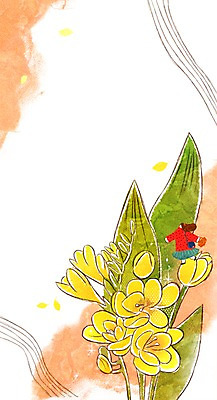 PSD 계절 여자 꽃 백그라운드 일러스트 나뭇잎 한명 성인 봄 계절백그라운드 프리지어 봄배경 국내일러스트 식물 1 잎 사람 파일형식