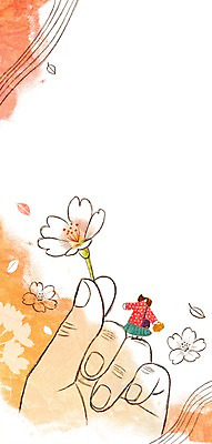 PSD 손 계절 여자 꽃 백그라운드 일러스트 나뭇잎 한명 성인 신체부위 봄 벚꽃 계절백그라운드 봄배경 국내일러스트 식물 1 잎 사람 파일형식