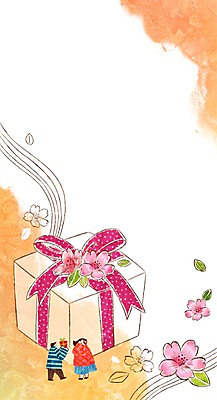 PSD 커플 계절 여자 남자 꽃 백그라운드 일러스트 나뭇잎 성인 두명 선물상자 봄 벚꽃 계절백그라운드 봄배경 국내일러스트 식물 잎 관계 선물 사람 상자 파일형식