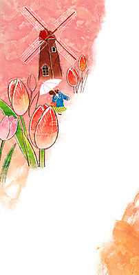 PSD 계절 여자 꽃 백그라운드 일러스트 우산 나뭇잎 한명 성인 봄 풍차 튤립 계절백그라운드 봄소풍 봄배경 국내일러스트 식물 1 잎 사람 소풍 파일형식