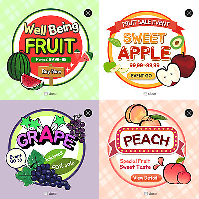 PSD 템플릿 별 웹템플릿 과일 포도 수박 팝업 이벤트팝업 웹팝업 사람없음 사과 복숭아 레이어팝업 이미지템플릿 자연요소 파일형식