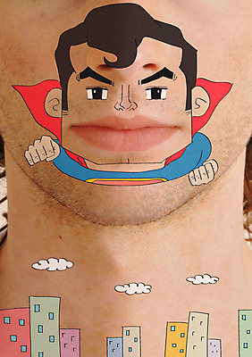 서양인 구름 편집 캐릭터 남자 얼굴 포토일러 수염 빌딩 성인 두명 비행 망토 슈퍼맨 영웅 이미지편집 AI파일 자연요소 외국인 편집이미지 사람 건물 신체부위 파일형식 벡터