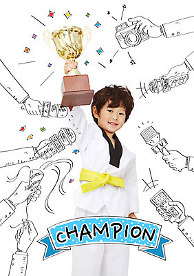 편집 손 어린이 스포츠 포토일러 폭죽 한명 웃음 들기 소년 상반신 카메라 한국인 우승 뉴스 트로피 마이크 태권도 태권도복 인터뷰 녹음기 챔피언 이미지편집 AI파일 편집이미지 1 남자 음향기기 모션 표정 도복 사람 동양인 신체부위 전자제품 격투기 최고 상_우승 파일형식 벡터 녹음_기록