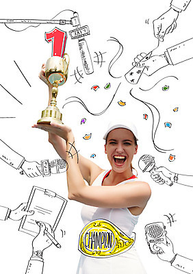 서양인 편집 모자 1 손 여자 스포츠 포토일러 운동선수 폭죽 한명 웃음 들기 상반신 20대 성인 운동복 민소매 펜 기쁨 축하 기록 우승 트로피 마이크 인터뷰 서류판 챔피언벨트 이미지편집 AI파일 외국인 편집이미지 잡화 옷 감정 음향기기 컨셉 상의 모션 표정 사람 청년 신체부위 필기구 사무용품 최고 상_우승 챔피언 파일형식 벡터