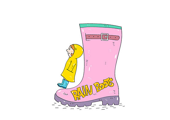 전신 여자 신발 일러스트 장화 한명 서기 소녀 우비 레인부츠 국내일러스트 AI파일 1 옷 어린이 모션 부츠 사람 파일형식 벡터