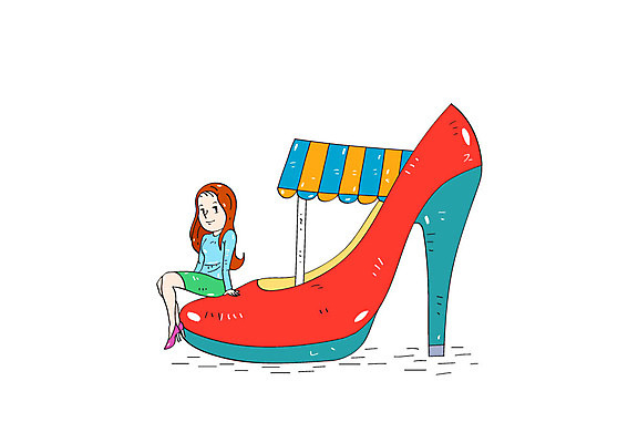 전신 여자 신발 일러스트 한명 앉기 성인 상점 하이힐 신발가게 국내일러스트 AI파일 1 구두 모션 사람 여성화 파일형식 벡터