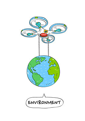 지구 말풍선 일러스트 미래 정보기술 사람없음 글로벌 환경 헬리콥터 드론 국내일러스트 AI파일 컨셉 비행기 기술 파일형식 벡터