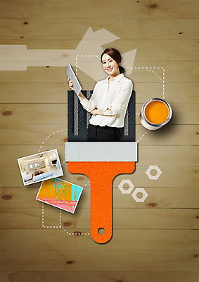 PSD 편집 편집이미지 여자 거실 페인팅 한명 웃음 상반신 성인 30대 인테리어 소파 태블릿 페인트 한국인 스패너 페인트통 페인트붓 DIY 셀프 이미지편집 1 디자인 의자 통 표정 사람 동양인 취미 장년 전자제품 스마트기기 공구 붓 파일형식