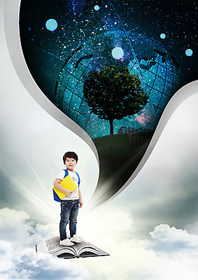 전신 PSD 나무 구름 편집 편집이미지 어린이교육 교육 상상 하늘 책가방 한명 서기 들기 소년 책 지구본 한국인 야간 글로벌교육 이미지편집 자연요소 식물 1 남자 어린이 가방 모션 사람 동양인 글로벌 파일형식