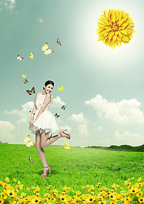 전신 PSD 서양인 구름 편집 편집이미지 우먼라이프 원피스 여자 꽃 포즈 나비 하늘 한명 서기 웃음 잔디 20대 성인 뷰티 이미지편집 자연요소 외국인 식물 1 라이프스타일 옷 곤충 모션 표정 사람 청년 파일형식