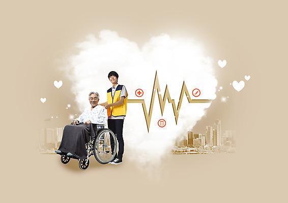 전신 PSD 편집 편집이미지 노년 의학 청소년 그래프 서기 웃음 앉기 빌딩 두명 한국인 환자 하트 봉사 자원봉사자 맥박 60대 담요 복지 휠체어 노인요양 자원봉사조끼 이미지편집 모양 모션 표정 사람 동양인 성인 건물 조끼 도움 사회이슈 요양 파일형식