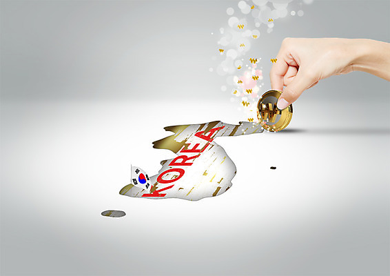 PSD 편집 편집이미지 손 지도 비즈니스 한국 금융 글로벌비즈니스 동전 원화 화폐기호 태극기 한반도 긁기 이미지편집 기호 아시아 돈 모션 신체부위 경제 글로벌 국기 화폐 파일형식