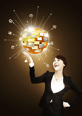 PSD 편집 편집이미지 여자 허리손 비즈니스 한명 웃음 정장 상반신 20대 성인 지구본 디지털 글로벌비즈니스 한국인 올려보기 이미지편집 1 옷 포즈 모션 표정 사람 동양인 청년 글로벌 파일형식