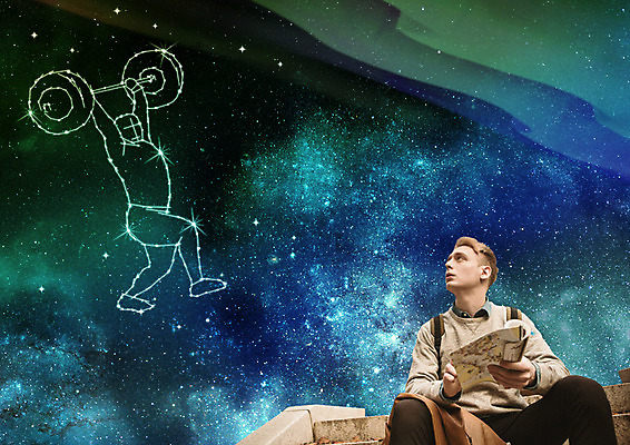 PSD 서양인 편집 편집이미지 응시 남자 별 스포츠 하늘 한명 앉기 20대 성인 책 운동 계단 역기 야간 역도 이미지편집 자연요소 외국인 1 시선 모션 건강 사람 청년 파일형식