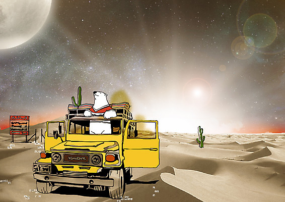 PSD 동물 편집 편집이미지 모래 여행 자동차 선인장 취미 사람없음 햇빛 캠핑 사막 표지판 지프 백곰 자동차여행 이미지편집 식물 육상교통 곰 승용차 레저 알림판 태양 파일형식