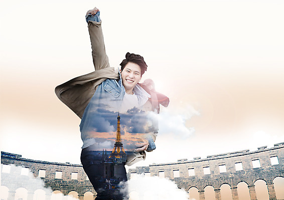 PSD 구름 편집 편집이미지 건축물 남자 실루엣 해외여행 여행 하늘 한명 웃음 상반신 20대 성인 취미 노을 점프 파이팅 기쁨 한국인 에펠탑 콜로세움 이미지편집 자연요소 1 해외 건축 감정 모션 촬영기법 표정 사람 동양인 청년 로마 파리 랜드마크 파일형식