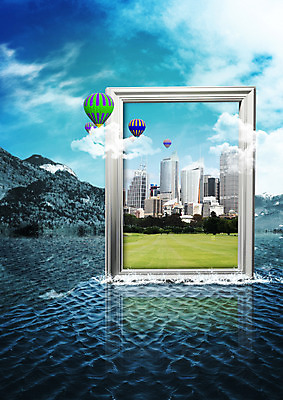 PSD 나무 구름 편집 편집이미지 바다 하늘 산 액자틀 빌딩 잔디 취미 사람없음 열기구 도시 이미지편집 자연요소 식물 액자 항공교통 틀 건물 파일형식