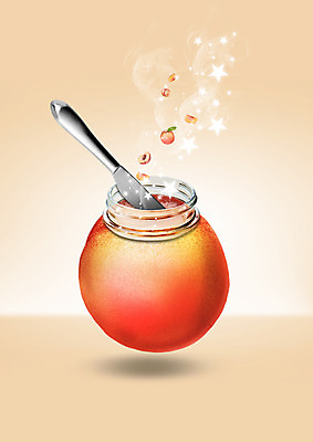 PSD 편집 편집이미지 별 음식 유리병 사람없음 나이프 과일잼 살구 살구잼 잼나이프 이미지편집 자연요소 식기 과일 병_용기 칼 잼 파일형식