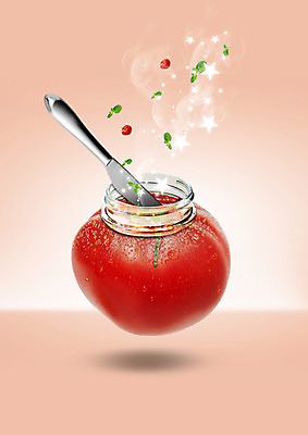 PSD 편집 편집이미지 별 음식 토마토 유리병 사람없음 나이프 허브 과일잼 잼나이프 이미지편집 자연요소 식물 식기 채소 병_용기 칼 잼 파일형식