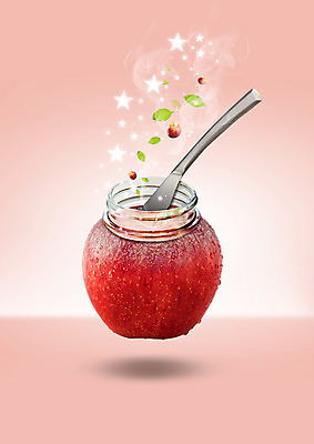 PSD 편집 편집이미지 별 음식 유리병 나뭇잎 사람없음 나이프 사과 과일잼 사과잼 잼나이프 이미지편집 자연요소 식기 잎 과일 병_용기 칼 잼 파일형식