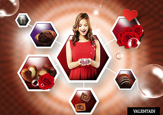 PSD 외국인 편집 편집이미지 여자 꽃 음식 발렌타인데이 한명 들기 상반신 20대 성인 선물상자 장미 초콜릿 물방울 하트 이미지편집 모양 식물 1 모션 데이이벤트 디저트 선물 사람 인종 청년 상자 파일형식