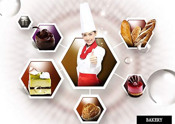 PSD 서양인 편집 편집이미지 여자 음식 요리사모자 한명 웃음 손짓 상반신 20대 성인 선물상자 케이크 요리사 빵집 최고 바게트 조리복 머핀 이미지편집 외국인 직업 모자_잡화 1 빵 유니폼 모션 디저트 표정 선물 사람 청년 상자 상점 파일형식