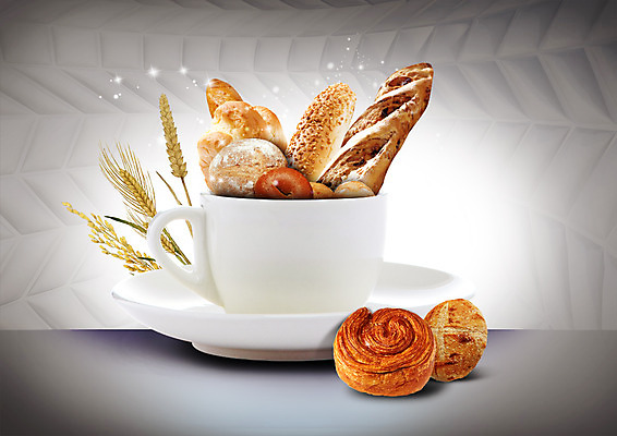 PSD 편집 편집이미지 음식 빵 곡류 사람없음 빵집 바게트 커피잔 컵받침 이삭 베이글 이미지편집 커피 잔 상점 받침대 파일형식