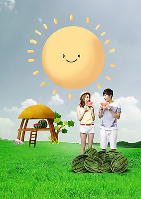 PSD 구름 편집 편집이미지 모자 커플 여자 남자 음식 사다리 하늘 여름음식 수박 서기 미소 들기 초원 20대 성인 두명 여름 태양 마주보기 한국인 과수원 먹는약 원두막 제철음식 제철과일 이미지편집 자연요소 잡화 계절 농업 과일 관계 모션 표정 사람 동양인 청년 약 도구 제철 파일형식 여름_계절