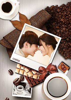 PSD 편집 편집이미지 커플 여자 남자 리본 커피 음식 나뭇잎 웃음 상반신 20대 성인 두명 옆모습 초콜릿 한국인 원두 커피잔 천 폴라로이드사진 이마맞대기 이미지편집 음료 뷰포인트 잎 관계 디저트 잔 표정 사람 동양인 청년 직물 폴라로이드 얼굴맞대기 파일형식