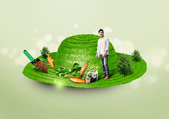 전신 PSD 나무 편집 편집이미지 남자 한명 서기 성인 농사 당근 한국인 수확 모종삽 유기농 밀짚모자 시금치 이미지편집 식물 모자_잡화 1 웰빙 농업 채소 모션 뿌리채소 사람 동양인 삽 파일형식