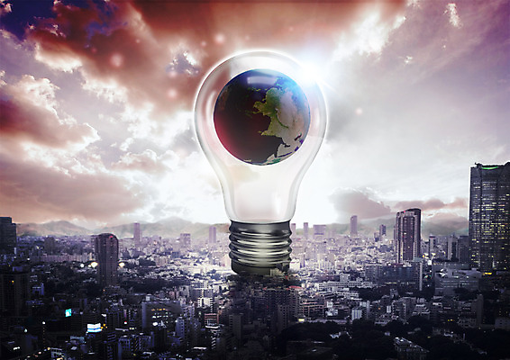 PSD 구름 편집 편집이미지 지구 전구 하늘 빌딩 사람없음 글로벌 노을 자연보호 환경 그린캠페인 도시 이미지편집 자연요소 캠페인 자연 건물 보호 파일형식