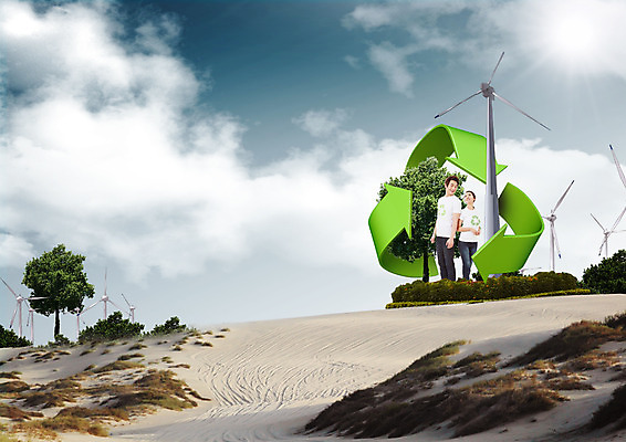 PSD 나무 구름 편집 편집이미지 여자 남자 화살표 모래 하늘 서기 20대 성인 두명 자연보호 환경 그린캠페인 재활용 사막 한국인 등맞대기 그린에너지 풍력에너지 재활용표시 이미지편집 자연요소 식물 캠페인 모션 자연 표시 사람 동양인 청년 에너지 보호 친환경 파일형식