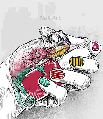 PSD 손 일러스트 취미 사람없음 신체부위 귀여움 활발 네일아트 스케치 즐거움 카멜레온 국내일러스트 감정 컨셉 파충류 미술 사람 뷰티 파일형식