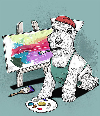 PSD 모자 일러스트 취미 사람없음 반려동물 귀여움 앞치마 활발 붓 그리기 팔레트 강아지 슈나우저 스케치 즐거움 이젤 페인트붓 국내일러스트 동물 잡화 감정 컨셉 모션 미술 미술도구 개 파일형식