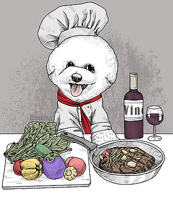 PSD 채소 와인잔 일러스트 도마 요리사모자 스테이크 취미 사람없음 반려동물 귀여움 와인 요리사 활발 프라이팬 강아지 조리복 스케치 와인병 즐거움 비숑프리제 국내일러스트 동물 직업 모자_잡화 감정 컨셉 유니폼 술잔 주방용품 병_용기 주류 서양음식 미술 개 파일형식