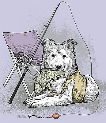 PSD 일러스트 낚시 어류 취미 사람없음 반려동물 귀여움 활발 낚싯바늘 낚싯대 강아지 스케치 즐거움 낚시줄 콜리 낚시찌 야외의자 국내일러스트 동물 감정 컨셉 의자 레저 미술 수중동물 낚시용품 개 파일형식