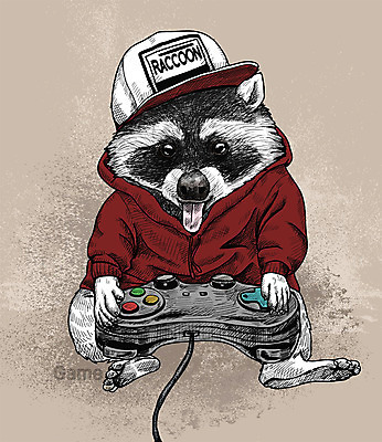 PSD 모자 일러스트 취미 사람없음 귀여움 활발 게임 게임기 스케치 즐거움 후드티셔츠 라쿤 국내일러스트 잡화 감정 컨셉 티셔츠 놀이 미술 너구리 파일형식