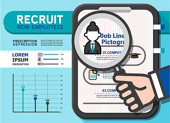 직업 여자 일러스트 학사모 돋보기 그래프 한명 성인 인포그래픽 구직 취업준비생 이력서 국내일러스트 AI파일 모자_잡화 1 컨셉 졸업 사람 파일형식 벡터