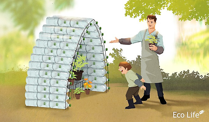 주간 PSD 식물 남자 꽃 화분 어린이 일러스트 성인 야외 두명 앞치마 재활용 에코 페트병 에코라이프 업사이클링 그린슈머 국내일러스트 자연요소 라이프스타일 사람 환경 친환경 병_담는 파일형식