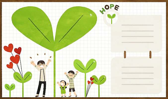 PSD 여자 남자 어린이 일러스트 사각프레임 프레임 광고판 성인 세명 새싹 희망 하트 풍선 프레임일러스트 국내일러스트 모양 식물 감정 알림판 사람 사각형 판 파일형식