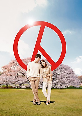 전신 PSD 편집이미지 커플 여자 남자 서기 잔디 20대 성인 두명 앞모습 기댐 한국인 선택 벚나무 투표 선거 유권자 이미지편집 나무 식물 뷰포인트 컨셉 관계 모션 사람 동양인 청년 벚꽃 민주주의 파일형식