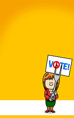 PSD 여자 포크 일러스트 한명 성인 팻말 투표 선거 투표용지 SD캐릭터 기표문양 유권자 국내일러스트 일러캐릭터 캐릭터 1 문양 식기 프레임 사람 민주주의 파일형식