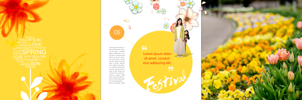 전신 PSD 템플릿 표지디자인 북디자인 출판디자인 여자 꽃 딸 내지 어린이 리플렛 꽃밭 북커버 3단접지 엄마 서기 소녀 팜플렛 성인 두명 30대 축제 봄 한국인 튤립 이미지템플릿 식물 계절 가족 모션 사람 동양인 장년 파일형식