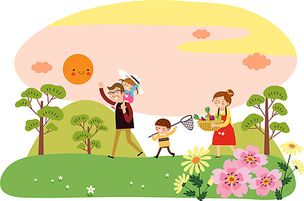 주간 나무 구름 여자 남자 꽃 어린이 채소 일러스트 가족 산 여러명 성인 야외 태양 바구니 일몰 목말 농장체험 채집망 주말농장 국내일러스트 AI파일 자연요소 식물 다수 관계 모션 사람 농장 노을 체험학습 파일형식 벡터