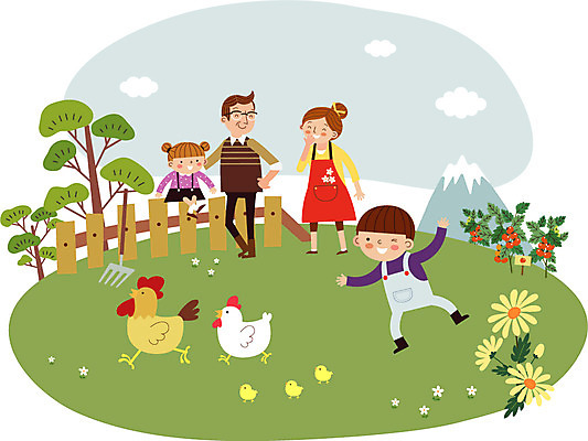 주간 나무 구름 여자 남자 꽃 어린이 채소 일러스트 가족 방울토마토 산 병아리 여러명 성인 야외 울타리 닭 농장체험 채소밭 갈퀴 주말농장 국내일러스트 AI파일 자연요소 식물 다수 밭 토마토 관계 조류 사람 담장 농장 체험학습 파일형식 벡터